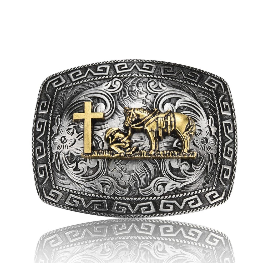 6989 Western Cowboy Belt Buckle , Religious Belt Buckle American Belt